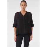 comma - Blouse - Zwart - V-hals met Knoopsluiting