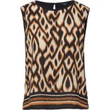 COMMA - Blouse - Beige - Blouseshirt - Mouwloos - Normale Pasvorm