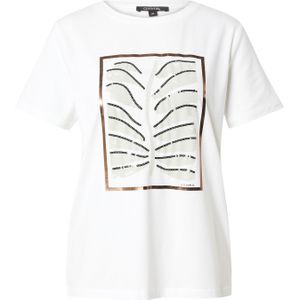 COMMA - Shirt - Goud Lichtgroen Donkergroen Wit - Kwartmouw - Ronde Hals