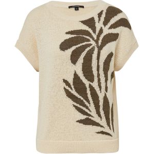 comma - Strickpullover - Gebreide Pullover - Korte Mouwen - Bloemenintarsia