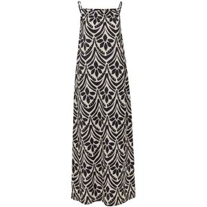 comma casual identity - Zomerjurk - Zwart - Middellang - Spaghettibandjes - Vierkante Hals