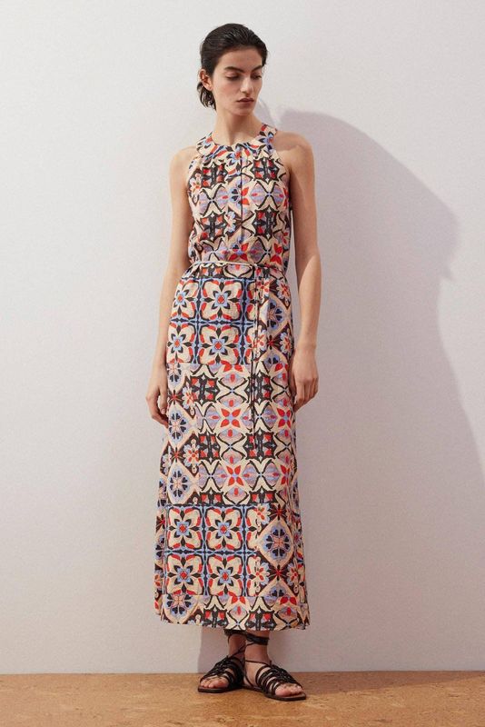 Comma Casual Identity - Zomerjurk - Ecru - Mouwloos - Ronde Hals