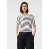 COMMA - Shirt - Zwart/Wit - Slanke Pasvorm - Kwartmouw