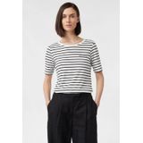 COMMA - Shirt - Zwart/Wit - Slanke Pasvorm - Kwartmouw