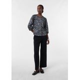 Comma - Klassieke Blouse - Grijs/Black - Met All-over Luipaardprint