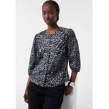 Comma - Klassieke Blouse - Grijs/Black - Met All-over Luipaardprint