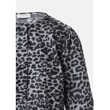 Comma - Klassieke Blouse - Grijs/Black - Met All-over Luipaardprint
