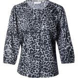 Comma - Klassieke Blouse - Grijs/Black - Met All-over Luipaardprint
