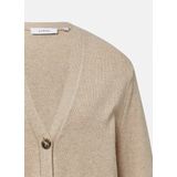 Beige Vest - Diepe V-hals - Lange Mouwen - 50% Wol