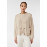 Beige Vest - Diepe V-hals - Lange Mouwen - 50% Wol