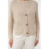 Beige Vest - Diepe V-hals - Lange Mouwen - 50% Wol