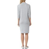 COMMA - Gebreide Jurk - Grijs - Knielengte - Driekwart Mouw