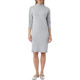 COMMA - Gebreide Jurk - Grijs - Knielengte - Driekwart Mouw