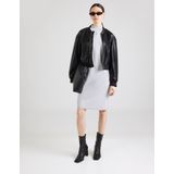 COMMA - Gebreide Jurk - Grijs - Knielengte - Driekwart Mouw