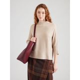 Gebreide Trui - Beige - Zonder Sluiting - 3/4-Mouwen - Vleermuismouwen