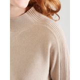 Gebreide Trui - Beige - Zonder Sluiting - 3/4-Mouwen - Vleermuismouwen