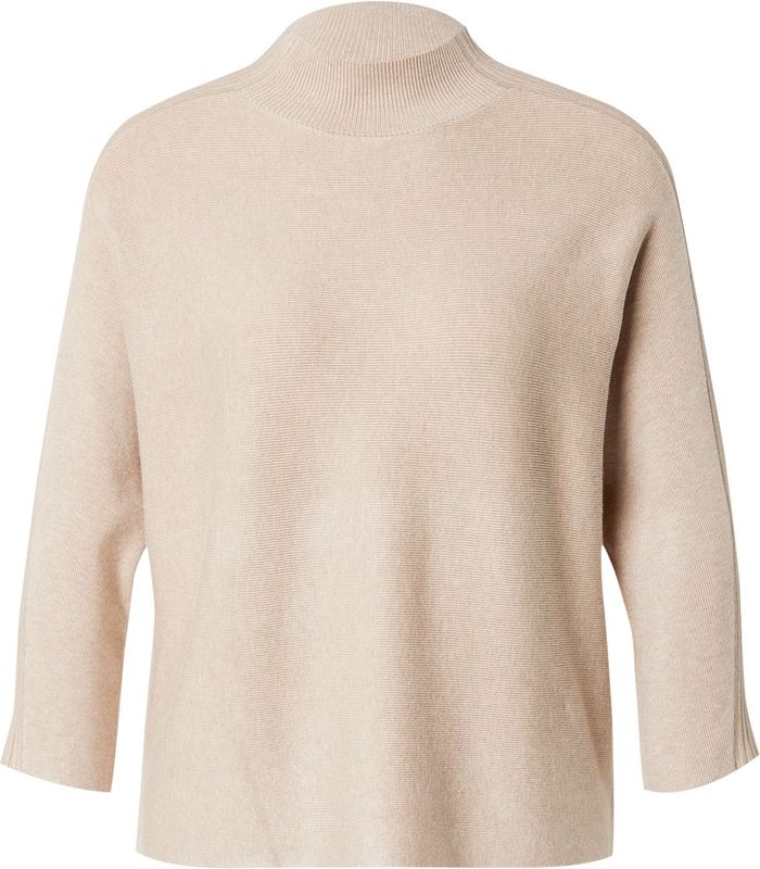 Gebreide Trui - Beige - Zonder Sluiting - 3/4-Mouwen - Vleermuismouwen