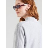 Gebreide Trui - Grey - Staande Kraag - 3/4-Mouwen - Vleermuismouwen