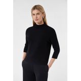 Gebreide Trui - Zwart - Zonder Sluiting - Staande Kraag - Vleermuismouwen