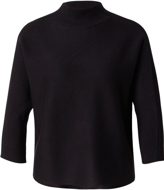 Gebreide Trui - Zwart - Zonder Sluiting - Staande Kraag - Vleermuismouwen