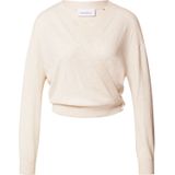 COMMA - Gebreid Vest - Beige Gemêleerd - V-hals - Driekwart Mouw