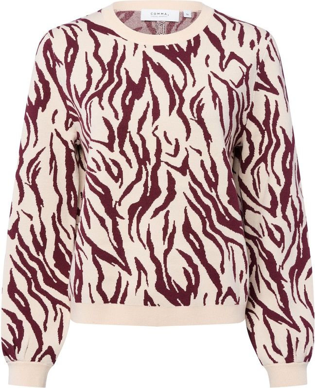 comma - Gebreide Trui - Dierenprint - Relaxed Fit