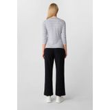 COMMA - Shirt - Grijs/Wit - Slanke Pasvorm - Driekwart Mouw - Ronde Hals