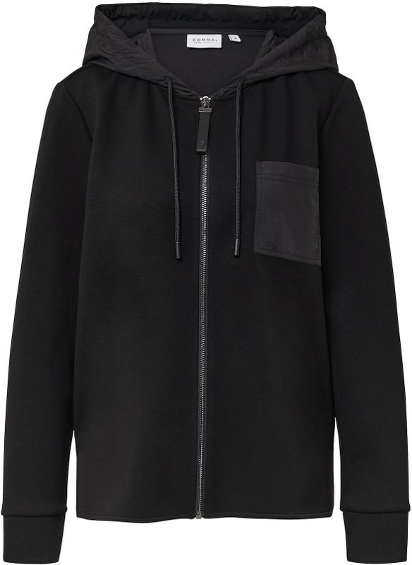 comma casual identity - Sweatvest - Zwart - Met Ritssluiting - Capuchon