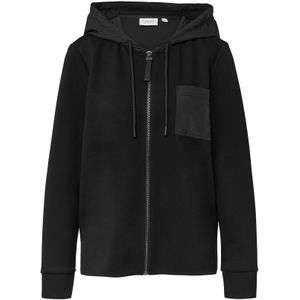 comma casual identity - Capuchonsweatvest - Zwart - Met Opgestikte Borstzak