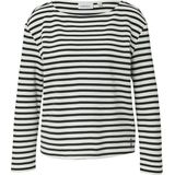 comma casual identity - Sweatshirt - Wit Zwart Gestreept - Tijdloos Design met Moderne Boothals