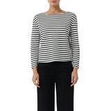 comma casual identity - Sweatshirt - Wit Zwart Gestreept - Tijdloos Design met Moderne Boothals