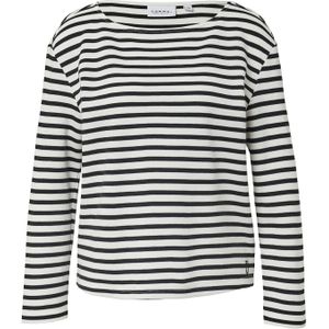 comma casual identity - Sweatshirt - Wit Zwart Gestreept - Tijdloos Design met Moderne Boothals