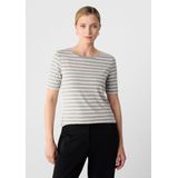 comma - T-Shirt - Slim-fit - Met Glittergaren - Gestreept - Korte Mouwen