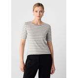 comma - T-Shirt - Slim-fit - Met Glittergaren - Gestreept - Korte Mouwen