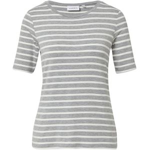 comma - T-Shirt - Slim-fit - Met Glittergaren - Gestreept - Korte Mouwen