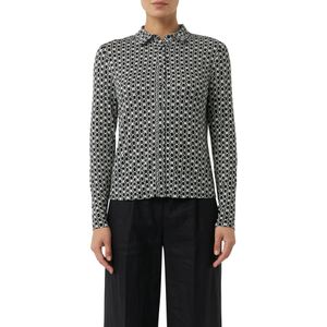 COMMA - Blouse - Zwart/Wit - Klassieke Blouse - Lange Mouw