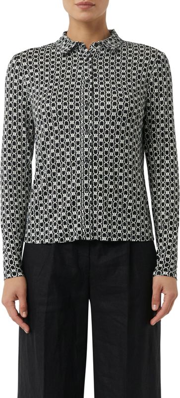 COMMA - Blouse - Zwart/Wit - Klassieke Blouse - Lange Mouw