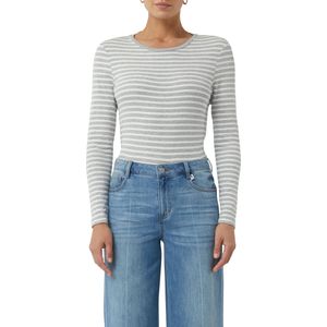 comma casual identity - Shirt - Grey/WHITE STRIPE - Lange Mouwen - Aansluitend