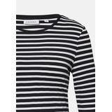 comma casual identity - Shirt - Zwart/Wit Gestreept - Lange Mouwen - Aansluitend