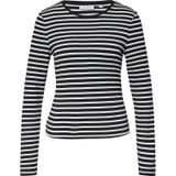 comma casual identity - Shirt - Zwart/Wit Gestreept - Lange Mouwen - Aansluitend