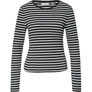 comma casual identity - Shirt - Zwart/Wit Gestreept - Lange Mouwen