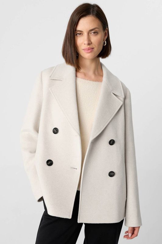 comma - Damesjack - Materiaalmix met Wolgehalte - Reverskraag - Knoopsluiting