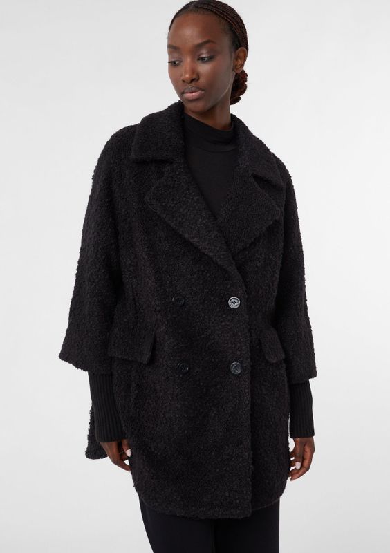 COMMA - Tussenmantel - Zwart - Klassieke Mantel - Normale Pasvorm