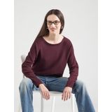 COMMA - Gebreide Trui - Wijnrood - Lange Mouw - Ronde Hals