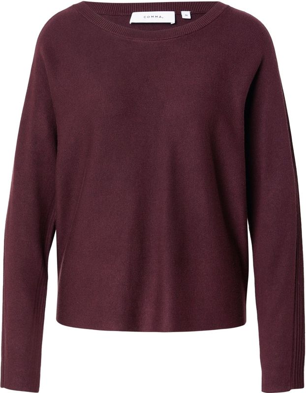 COMMA - Gebreide Trui - Wijnrood - Lange Mouw - Ronde Hals