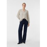 COMMA - Blouse - Crème/Zwart - Klassieke Blouse - Lange Mouw