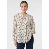 COMMA - Blouse - Crème/Zwart - Klassieke Blouse - Lange Mouw