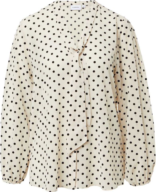COMMA - Blouse - Crème/Zwart - Klassieke Blouse - Lange Mouw