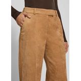 comma - Corduroy Wide Leg - Casual Broek - Beige - Regular Waist