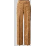 comma - Corduroy Wide Leg - Casual Broek - Beige - Regular Waist
